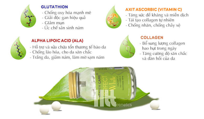Review viên uống trắng da trị nám Perfect White chi tiết - Hoa Thiên Thảo