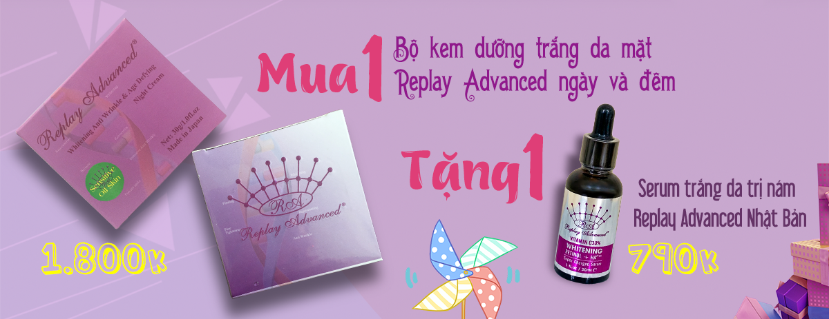 Bộ kem dưỡng trắng da mặt Replay Advanced ngày và đêm