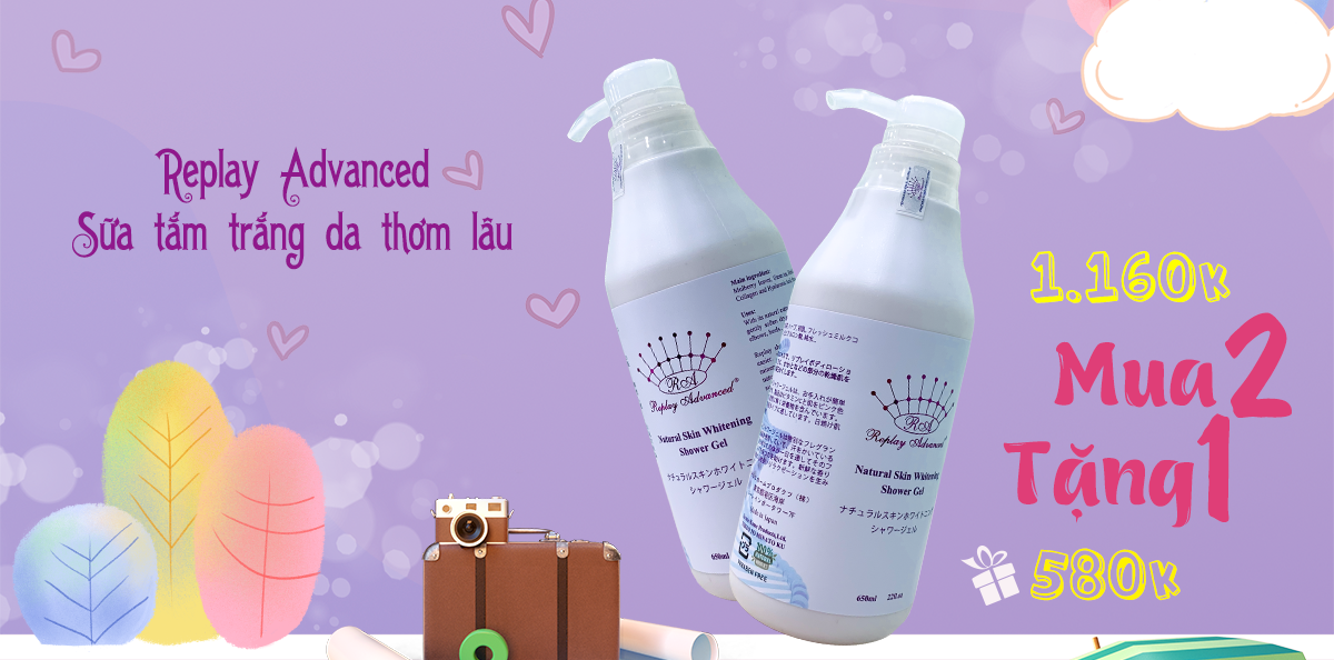 Sữa tắm dưỡng trắng da thơm lâu Replay Advanced
