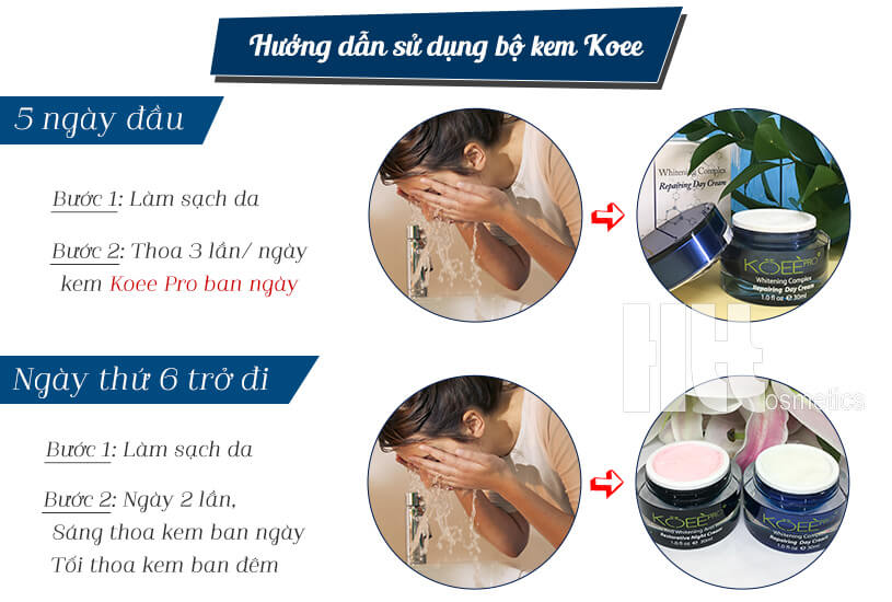 Bộ kem trị nám trắng da ngày và đêm Koee Pro