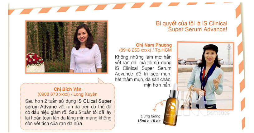 Serum giảm rạn da sẹo thâm Is Clinical Super Serum Advance chính hãng tại Hoa Thiên Thảo