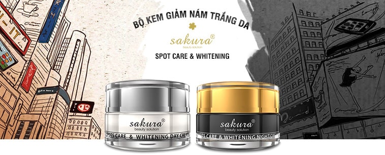 Bộ kem trị nám trắng da cao cấp Sakura ngày và đêm 1