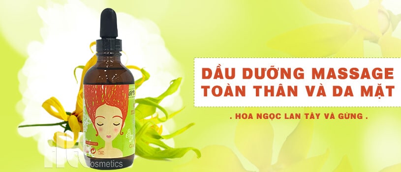 Dầu dưỡng massage toàn thân và da mặt hoa ngọc lan tây và Gừng - Hoa Thiên Thảo