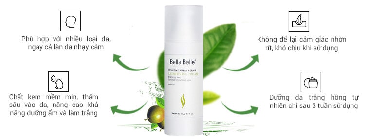 Kem dưỡng trắng da vùng nhạy cảm Bella Belle Sensitive Areas Repair Lightening Cream