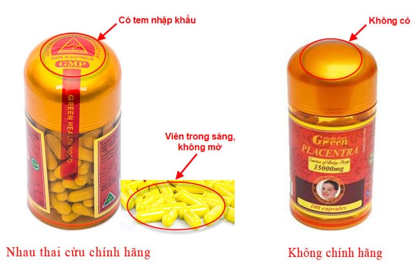 Cách phân biệt viên uống nhau thai cừu Green Heath Food chính hãng 1