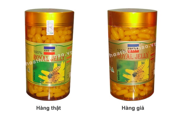 Phân biệt hàng thật/ giả sữa ong chúa Costar 1450mg thông qua nhãn hộp