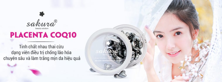 Viên serum dưỡng trắng da chống lão hóa Sakura Placenta CoQ10